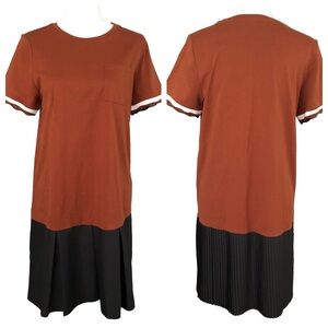 Riva Woman Jersey Knit cotton color block pleated shirt Dress Size Medium